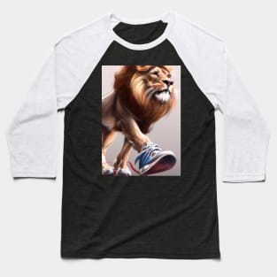 Lion wearing Sneakers Baseball T-Shirt